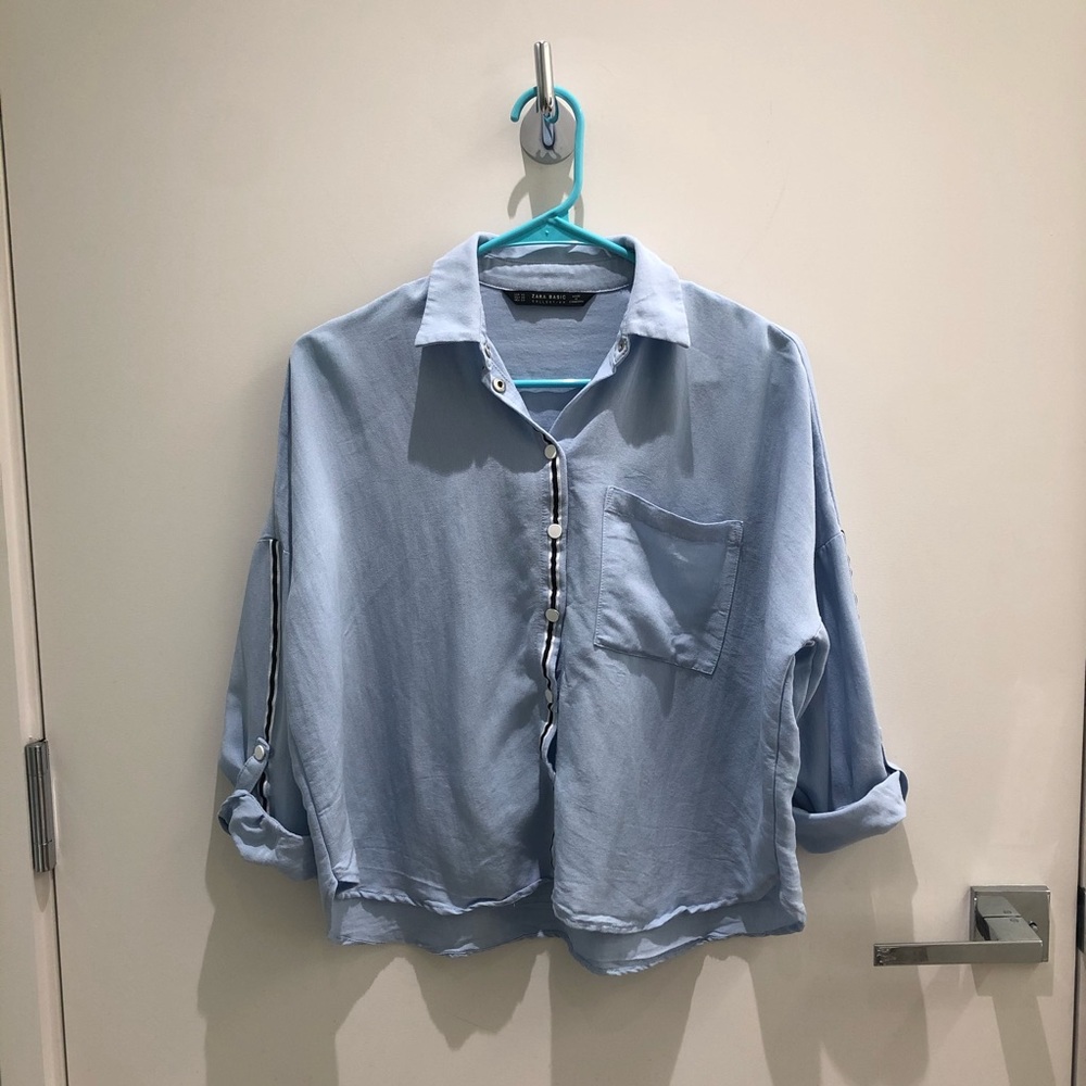 Zara button up stripe detail